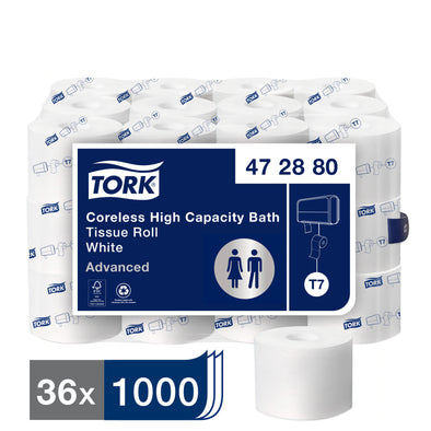 Tork® Coreless High-Capacity Toilet Paper Roll, White