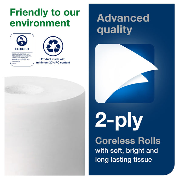 Tork® Coreless High-Capacity Toilet Paper Roll, White