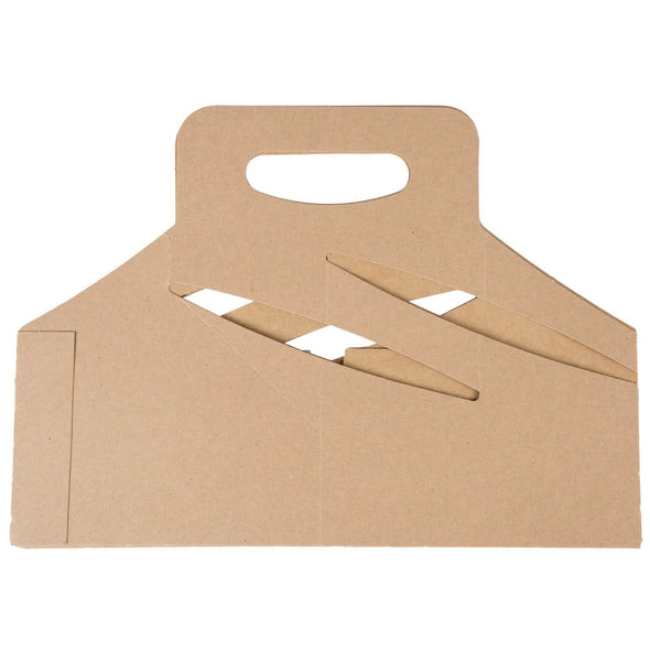 On-the-Go Paperboard Drink Carrier with Handle, Beige, 6.5" x 6.25" x 9", For Up to 44 Oz Cups