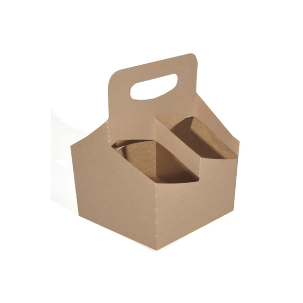 On-the-Go Paperboard Drink Carrier with Handle, Beige, 6.5" x 6.25" x 9", For Up to 44 Oz Cups