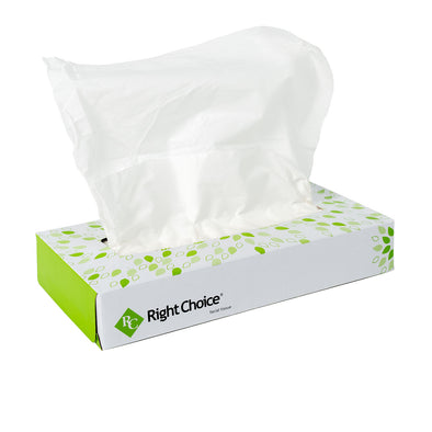 Right Choice™ Paper Facial Tissue 2-Ply 100 Sheet, White, 7.9" x 7.9"