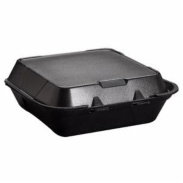 Snap-It® Hinged Container Medium 1-Compartment, 8.25" x 8" x 3", Black