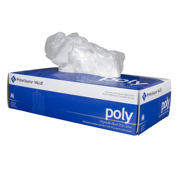 Prime Source® Blown Poly Value Glove, Clear, .3 Mil