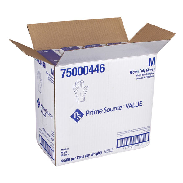 Prime Source® Blown Poly Value Glove, Clear, .3 Mil