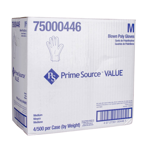 Prime Source® Blown Poly Value Glove, Clear, .3 Mil