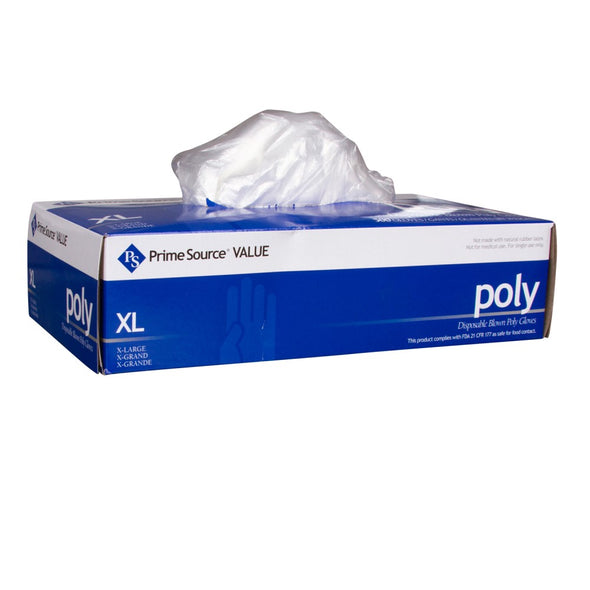 Prime Source® Blown Poly Value Glove, Clear, .3 Mil