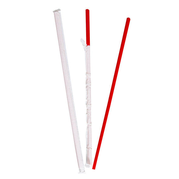 Prime Source® Polypropylene (PP) Wrapped Jumbo Straw, Red