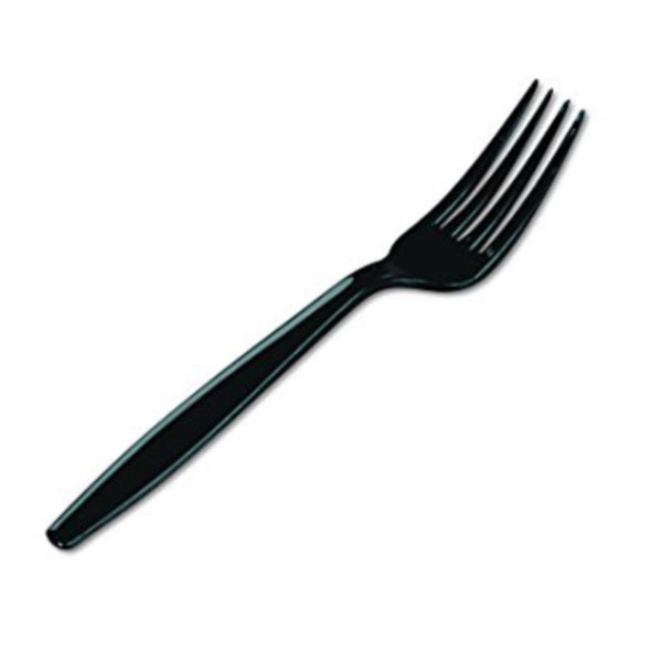 Prime Source® Individually Wrapped, Polystyrene, Heavy Weight Fork, Black