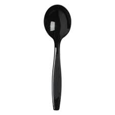 Prime Source® Individually Wrapped Soup Spoons, Black, Heavy Weight