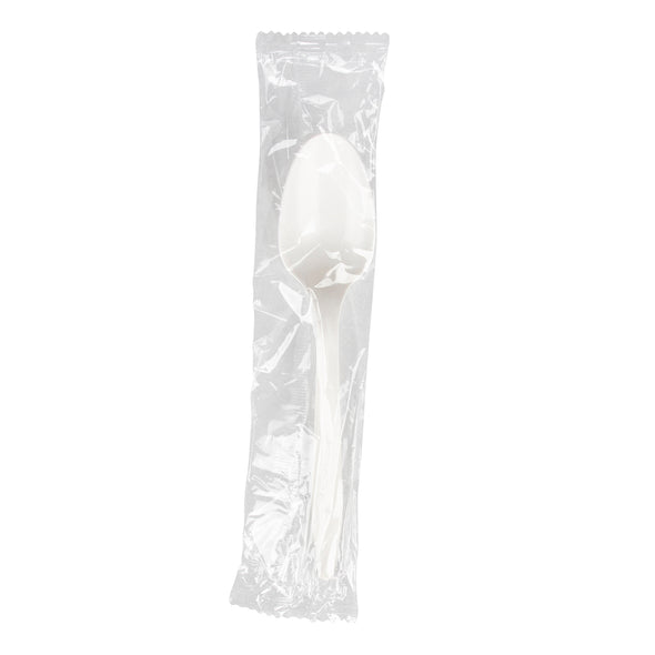 Prime Source® Polypropylene Wrapped Teaspoon, White, Medium Weight