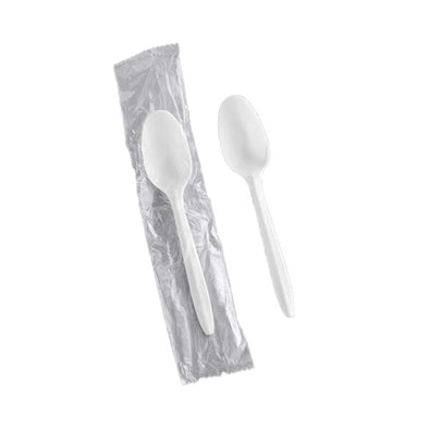 Prime Source® Polypropylene Wrapped Teaspoon, White, Medium Weight