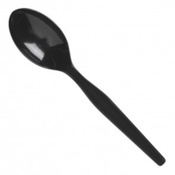 Prime Source® Polystyrene Unwrapped Extra Heavy Weight Teaspoon, Black