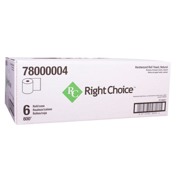 Right Choice™ Paper Hardwound Towel 1-Ply, Kraft, 7.87" x 800'