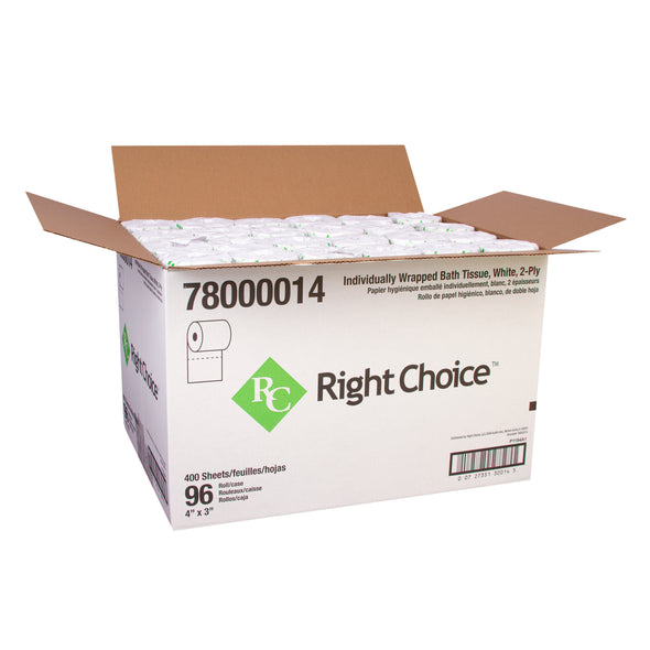 Right Choice™ Paper SBT Toilet Tissue 2 Ply 400-Sheets, White, 4" x 3"