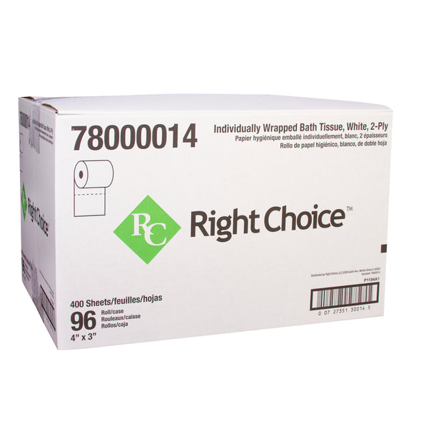 Right Choice™ Paper SBT Toilet Tissue 2 Ply 400-Sheets, White, 4" x 3"