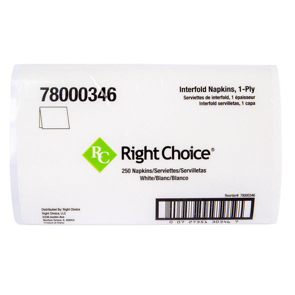 Right Choice™ Dispenser Napkin 1-Ply, White, 6.5" x 8"