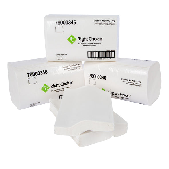 Right Choice™ Dispenser Napkin 1-Ply, White, 6.5" x 8"