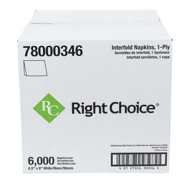 Right Choice™ Dispenser Napkin 1-Ply, White, 6.5" x 8"