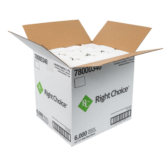 Right Choice™ Dispenser Napkin 1-Ply, White, 6.5" x 8"