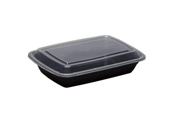 28 Oz Black PLA Plastic Rectangle Container with Lid