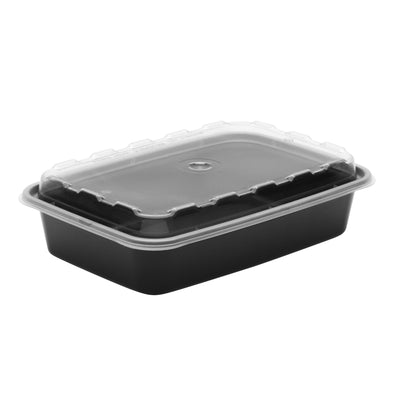 16 Oz Black PLA Plastic Rectangle Container with Lid