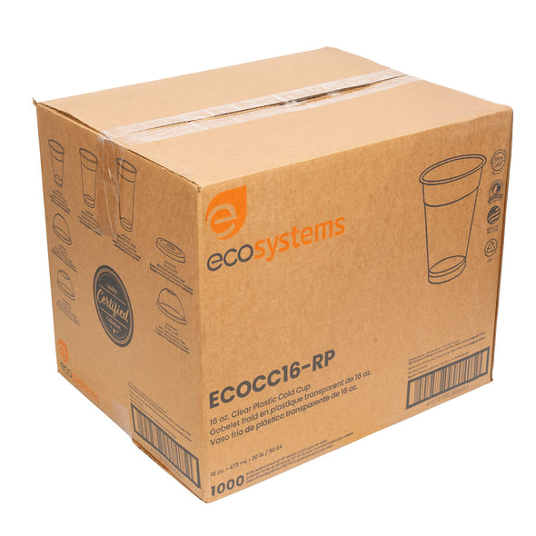 EcoSystems 100% Post Consumer RPET Cold Cup, Clear, 16 Oz