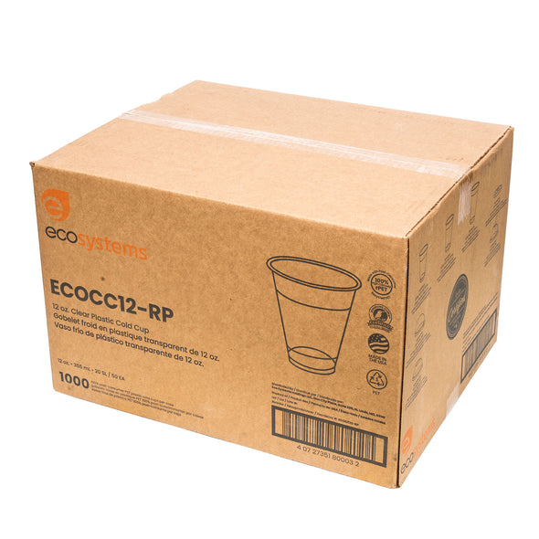 EcoSystems 100% Post Consumer RPET Cold Cup, Clear, 12 Oz