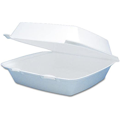 Performer® EPS 1-Compartment Removable Hinged Lid Container, White, 8.4" x 7.9" x 3.3"