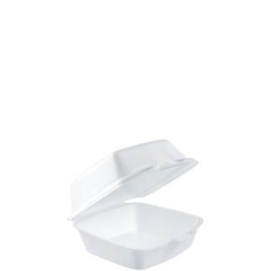 Dart® Medium White Extruded Polystyrene Insulated Foam Sandwich Container with Hinged Lid, 5.1" x 5.4" x 2.9"