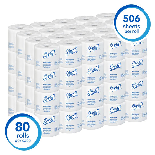 Scott® Paper Toilet Tissue, Recycled Fiber, White, 80 Rolls