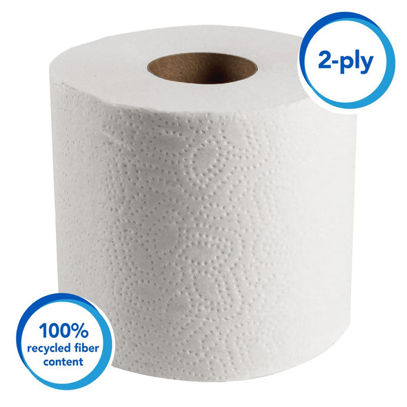 Scott® Paper Toilet Tissue, Recycled Fiber, White, 80 Rolls