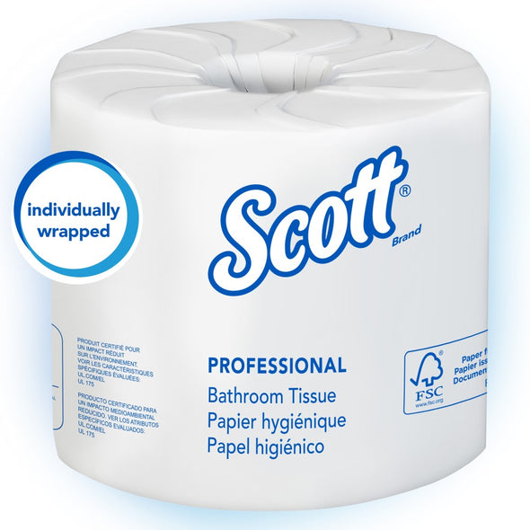 Scott® Paper Toilet Tissue, Recycled Fiber, White, 80 Rolls