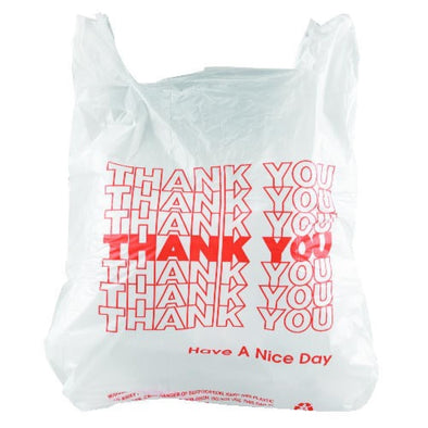 Prime Source® Thank You T-Sak 12-Mic 11.5X6.5X21 Red Print