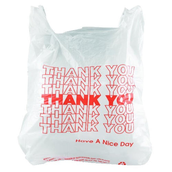 Prime Source® Thank You T-Sak 12-Mic 11.5X6.5X21 Red Print