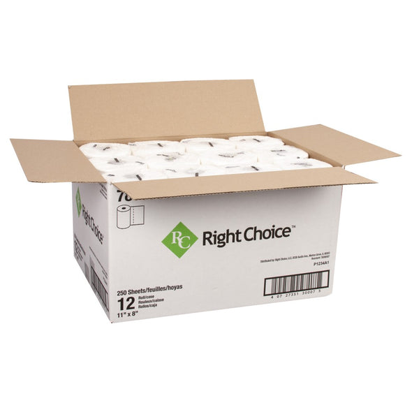 Right Choice™ Paper Kitchen Roll Towel 2-Ply 250-Sheet, White, 11" x 8"