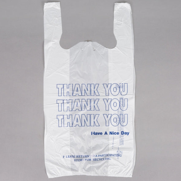 22" x 11.5" White HDPE Plastic T-Shirt Bag